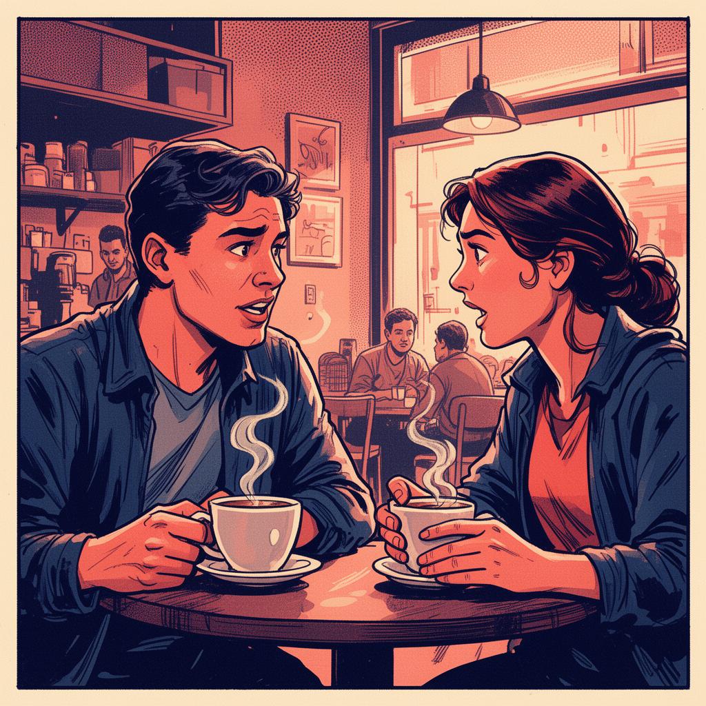 Two friends having a heartfelt conversation over coffee